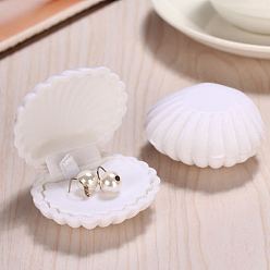 Blanc Boîtes de rangement de bijoux en velours en forme de coquille, Coffret cadeau à bijoux pour boucles d'oreilles, pendentifs, bagues, blanc, 6x5.5x3 cm