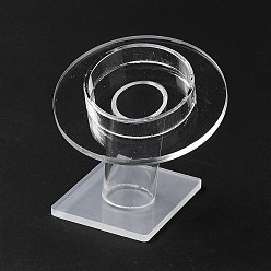 Прозрачный Акриловые подставки для одиночных браслетов, плоско-круглые, прозрачные, лоток : 50 мм, 7.95x7.75x7.45 см
