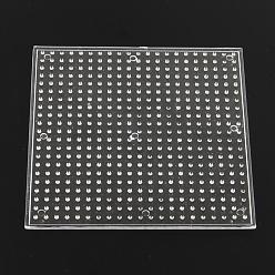 Clear Square ABC Plastic Pegboards used for 5x5mm DIY Fuse Beads, Clear, 110x110x5mm