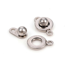 Stainless Steel Color 201 Stainless Steel Snap Clasps, Stainless Steel Color, 15.5x9x5mm, Hole: 1.5mm and 2mm