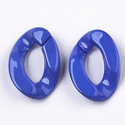 Bleu Anneaux de liaison acryliques opaques, connecteurs à liaison rapide, pour faire des chaînes, torsion, bleu, 30x21x6mm, diamètre intérieur: 16x8 mm