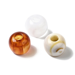 Couleur Mélangete Perles européennes acryliques bicolores opaques, Perles avec un grand trou   , rondelle, couleur mixte, 10.5x8.5mm, Trou: 4~6.5mm