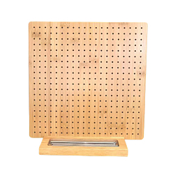 Marron Clair Planche de blocage carrée en bambou au crochet, avec 15 broches de positionnement en acier, bisque, 28x28 cm
