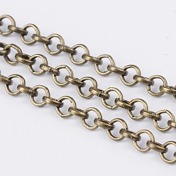 Antique Bronze Iron Rolo Chain, Unwelded, with Spool, Cadmium Free & Nickel Free & Lead Free, Antique Bronze, 4x1mm, about 164.04 Feet(50m)/roll