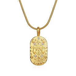 Libra Constellations Cubic Zirconia Pendant Necklace, with Golden Stainless Steel Round Snake Chains, Libra, 17.72 inch(45cm)
