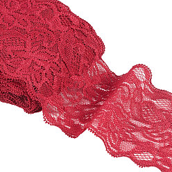 Dark Red BENECREAT Elastic Lace Trim, Lace Ribbon For Sewing Decoration, Dark Red, 80mm
