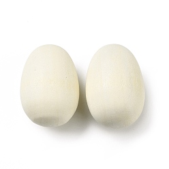 Floral Blanca Decoraciones de exhibición de huevos simulados de madera de cerezo chino sin terminar, para manualidades de pintura de huevos de pascua, blanco floral, 32x22 mm