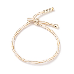Gold Couple Wave Pattern Nylon Round Cord Silder Bracelet with Brass Clasp for Women, Cadmium Free & Lead Free, Gold, Inner Diameter: 2-1/2inch(6.25~6.3cm) 