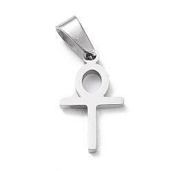 Stainless Steel Color Easter 304 Stainless Steel Pendants, Laser Cut, Ankh Cross, Stainless Steel Color, 20x11x1.5mm, Hole: 3.5x7mm