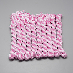 Perlas de Color Rosa Cordones de poliéster trenzado, rosa perla, 1 mm, aproximadamente 28.43 yardas (26 m) / paquete, 10 paquetes / bolsa