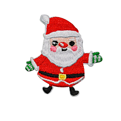 Santa Claus Christmas Themed Computerized Embroidery Cloth Self Adhesive Patches, Stick On Patch, Costume Accessories, Appliques, Santa Claus, 54x50mm