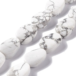 Howlite Natural Howlite Beads Strands, Twist Oval, 17.5~18.5x12.5~13.5x5.5~6.5mm, Hole: 1mm, about 23pcs/strand, 15.43''~16.22''(39.2~41.2cm)