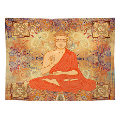 Tomate Tapisserie murale à motif de bouddha en polyester, Tapisserie de méditation pour la décoration du salon de la chambre à coucher, rectangle, tomate, 1300x1500mm