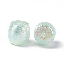 Aigue-marine Perles acryliques opaques, couleur ab , couleur macaron, baril, aigue-marine, 15.5x16.5mm, Trou: 3mm