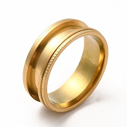 Золотой 201 Нержавеющая сталь рифленая кольцевая рифленая, кольцевой сердечник, для изготовления инкрустации, золотые, внутренний диаметр: 20 мм, канавка: 3.7 мм