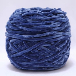 Bleu Marine Fil de laine chenille, fils à tricoter à la main en coton velours, pour bébé chandail écharpe tissu couture artisanat, bleu marine, 3mm, 90~100g/écheveau