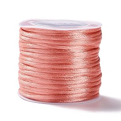 Indian Red Nylon Cord, Satin Rattail Cord, for Beading Jewelry Making, Chinese Knotting, Indian Red, 2mm, about 10.93 yards(10m)/roll