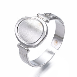 Color de Acero Inoxidable 304 anillo de puño abierto ovalado de acero inoxidable, anillo grueso para mujer, color acero inoxidable, tamaño de EE. UU. 6 3/4 (17.1 mm)