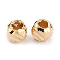 Real 24K Gold Plated Brass Spacer Beads, Long-Lasting Plated, Faceted Round, Real 24K Gold Plated, 2.5~3x2.5mm, Hole: 1.2mm