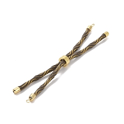 Coffee Nylon Cord Silder Bracelets, for Connector Charm Bracelet Making, with Rack Plating Golden Brass Clasp, Long-Lasting Plated, Cadmium Free & Lead Free, Coffee, 9-1/8x1/8 inch(23x0.3cm), Hole: 2mm