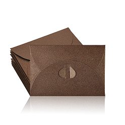 Coffee Retro Colored Pearl Blank Mini Paper Envelopes, Wedding Party Invitation Envelope, DIY Gift Envelope, Heart Closure Envelopes, Rectangle, Coffee, 7.2x10.5cm
