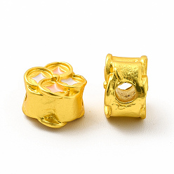 Matte Gold Color Rack Plating Alloy Enamel Beads, Flower, Matte Gold Color, 9.6x5.7mm, Hole: 2.8mm