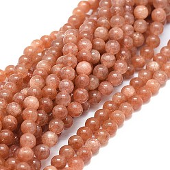 Sunstone Natural Sunstone Beads Strands, Round, 6mm, Hole: 0.8mm, about 66pcs/strand, 15.75 inch(40cm)