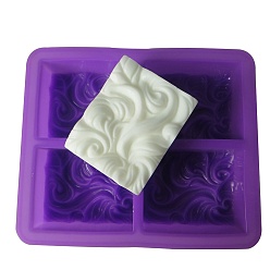 Random Single Color or Random Mixed Color DIY Soap Silicone Molds, for Handmade Soap Making, Rectangle with Wave Pattern, Random Single Color or Random Mixed Color, 170x143x33mm, Inner Diameter: 70x52x30mm