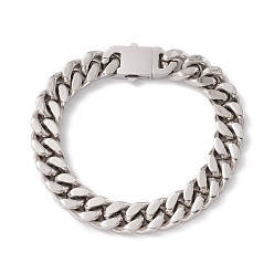 Stainless Steel Color 304 Stainless Steel Curb Chains Bracelet for Women, Stainless Steel Color, 8-1/2 inch(21.5cm)