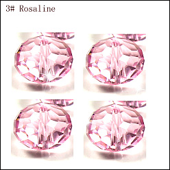Pink Имитация Австрийские кристаллические шарики, класс AAA, граненые, рондель, розовые, 6x4 мм, отверстие : 0.7~0.9 мм