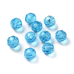 Deep Sky Blue Glass Imitation Austrian Crystal Beads, Faceted, Round, Deep Sky Blue, 11.5mm, Hole: 1.4mm