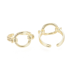 Real 18K Gold Plated Brass Cuff Rings, Open Rings, Ring Shape, Real 18K Gold Plated, Size 7, Inner Diameter: 17mm