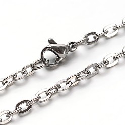 Stainless Steel Color 304 Stainless Steel Cable Chains Necklaces, with Lobster Clasps, Stainless Steel Color, 23.7 inch(60.2cm)