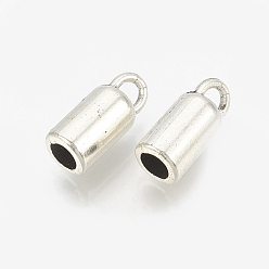 Antique Silver Tibetan Style Alloy Cord Ends, End Caps, Cadmium Free & Lead Free, Column, Antique Silver, 12x5mm, Hole: 3mm, about 1170pcs/1000g, Inner Diameter: 3mm