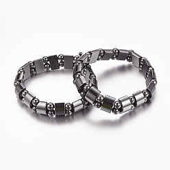 Noir Valentine jour cadeaux pour mari bracelet extensible hématite synthétique magnétique, noir, diamètre intérieur: 2-1/8 pouce (5.3 cm)