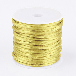Champagne Amarillo Cuerda de nylon, cordón de cola de rata de satén, para hacer bisutería, anudado chino, amarillo champán, 2 mm, aproximadamente 10.93 yardas (10 m) / rollo