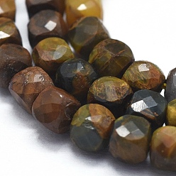 Pietersite Natural Pietersite Beads  Strands, Gradient Style, Square, Faceted, 4x4x4mm, Hole: 0.7mm, about 80pcs/strand, 15.55 inch(39.5cm)