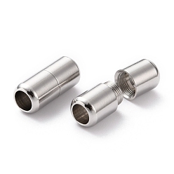 Stainless Steel Color 303 Stainless Steel Screw Clasps, Column, Stainless Steel Color, 18x8mm, Hole: 5mm