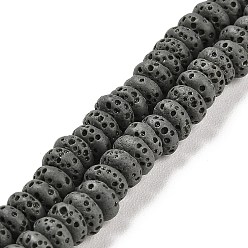 Gray Natural Lava Rock Dyed Beads Strands, Rondelle, Gray, 6x3mm, Hole: 1.2mm, about 58pcs/strand, 7.87 inch(20cm)