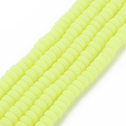Yellow Handmade Polymer Clay Beads Strands, for DIY Jewelry Crafts Supplies, Flat Round, Yellow, 6~7x3mm, Hole: 1.5mm, about 113~116pcs/strand, 15.55 inch~16.14 inch(39.5~41cm)