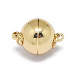 Light Gold Стойка металлизированный латунь магнитные застежки, сильный магнит n 45, с паяными кольцами, долговечный, круглые, золотой свет, 19x14 мм, Отверстие: 3.5 мм, Кольцо: 5x0.5 мм