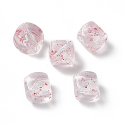 Red Transparent Acrylic Beads, with Dried Flower Petal, Square, Red, 16x16x16mm, Hole: 2mm, 278pcs/500g