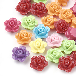 Mixed Color Opaque Acrylic Beads, Flower, Mixed Color, 12x12.5x7.5mm, Hole: 1.6mm, about 1180pcs/500g