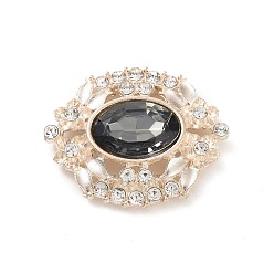 Negro Cabuchones de acrílico, con fornitura de diamantes de imitación de aleación de tono dorado, oval, negro, 29.5x25x5 mm