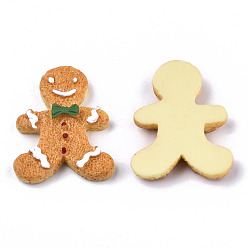 Sandy Brown Resin Decoden Cabochons, for Christmas, Imitation Food Biscuits, Gingerbread Man, Sandy Brown, 25x21x5mm