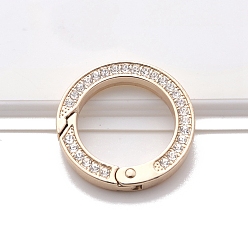 Golden Zinc Alloy Spring Gate Rings, with Crystal Rhinestone, Rings, Golden, 35x5mm