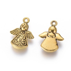 Antique Golden Tibetan Style Alloy Angel Pendants, Lead Free and Cadmium Free, Antique Golden, 22x16.5x5.5mm, Hole: 2mm