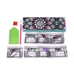 Mixed Color 5D DIY Diamond Painting Stickers Kits For ABS Pencil Case Making, with Resin Rhinestones, Diamond Sticky Pen, Tray Plate and Glue Clay, Rectangle with Flower Pattern, Mixed Color, 20.5x7x2.5cm