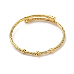 Real 18K Gold Plated Ion Plating(IP) 304 Stainless Steel Twisted Bangle Makings, with Loop, Real 18K Gold Plated, Inner Diameter: 2-1/8 inch(5.4cm)
