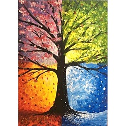 Colorful DIY Scenery 5D Diamond Painting Kits, Including Waterproof Painting Canvas, Rhinestones, Diamond Sticky Pen, Plastic Tray Plate and Glue Clay, Tree Pattern, Colorful, Canvas: 400x300mm